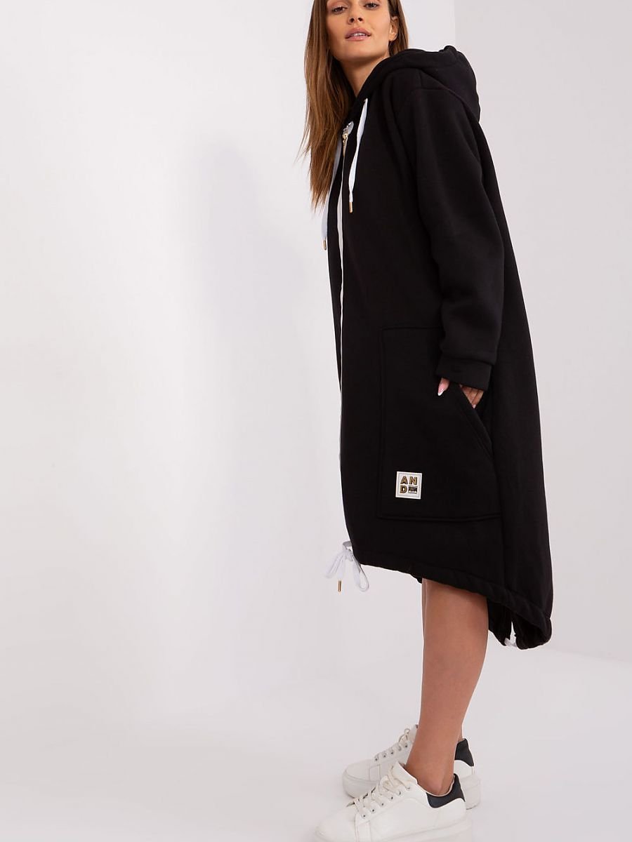Zipped Hoodie Dress - Black