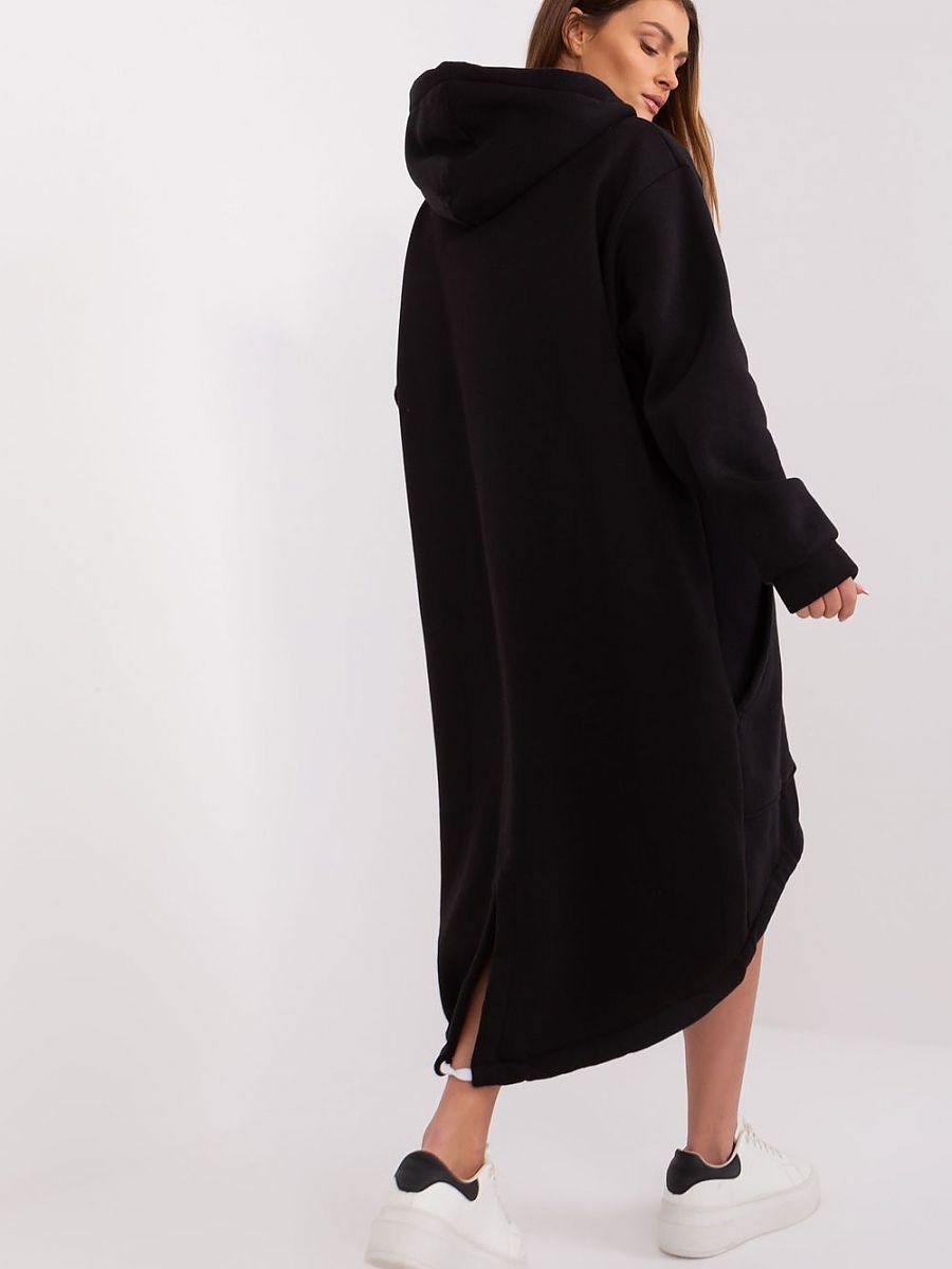 Zipped Hoodie Dress - Black