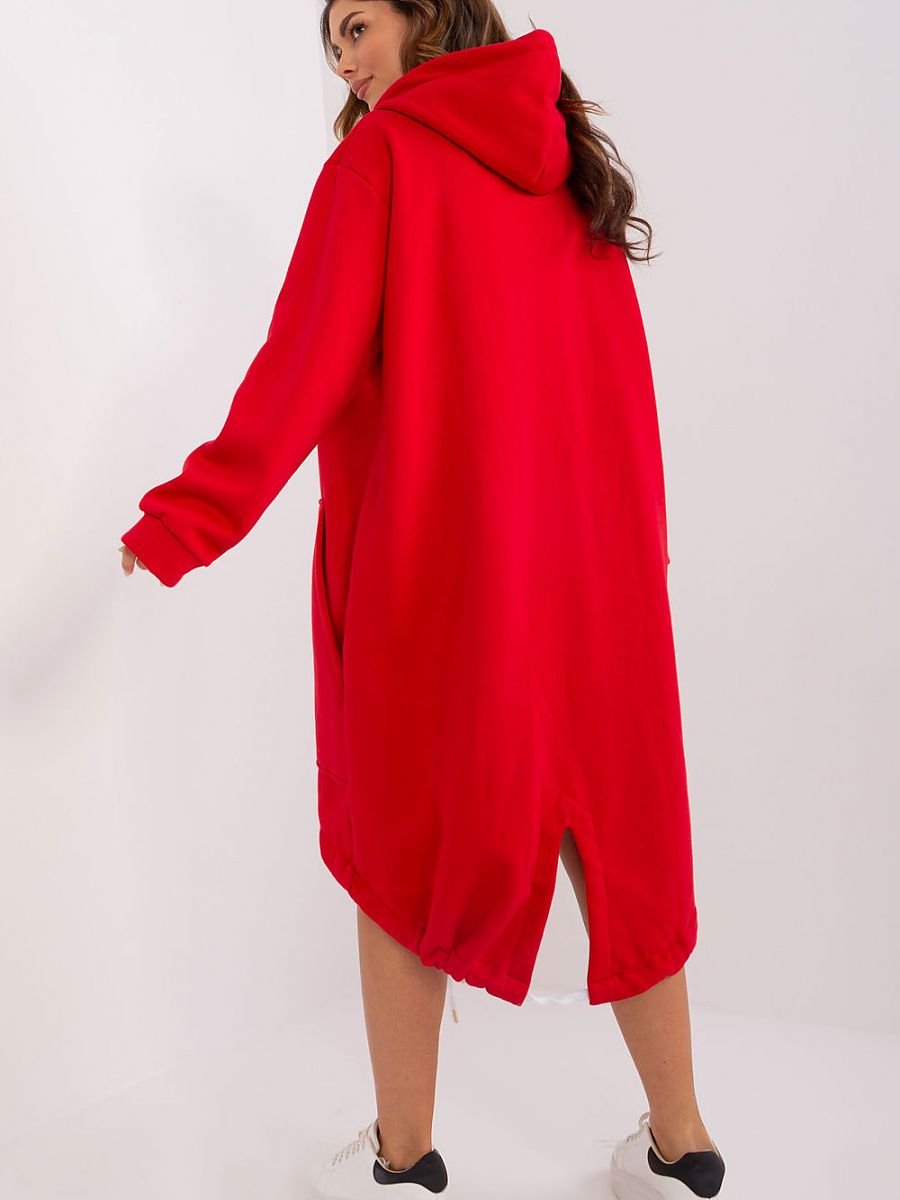 Zipped Hoodie Dress - Red