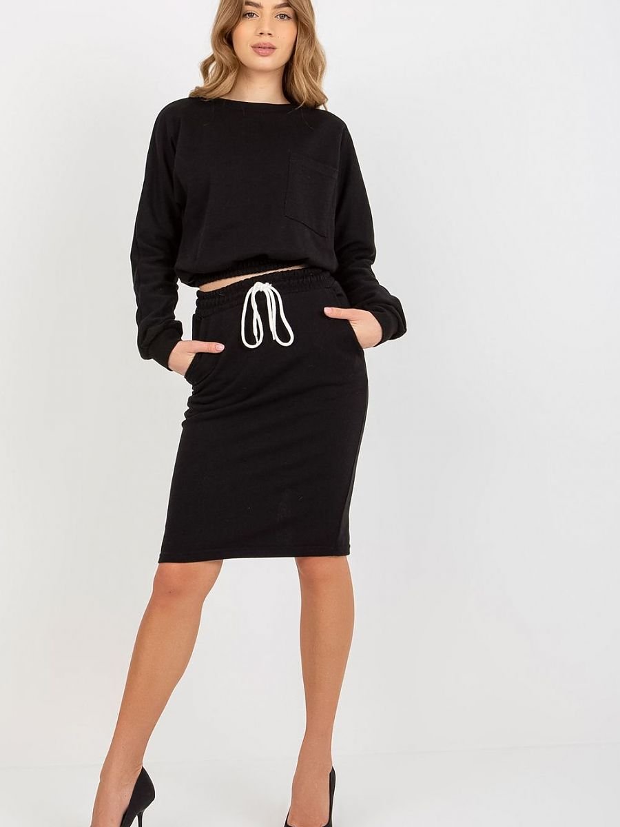 Jamie - Crewneck Jumper and skirt Set - Black