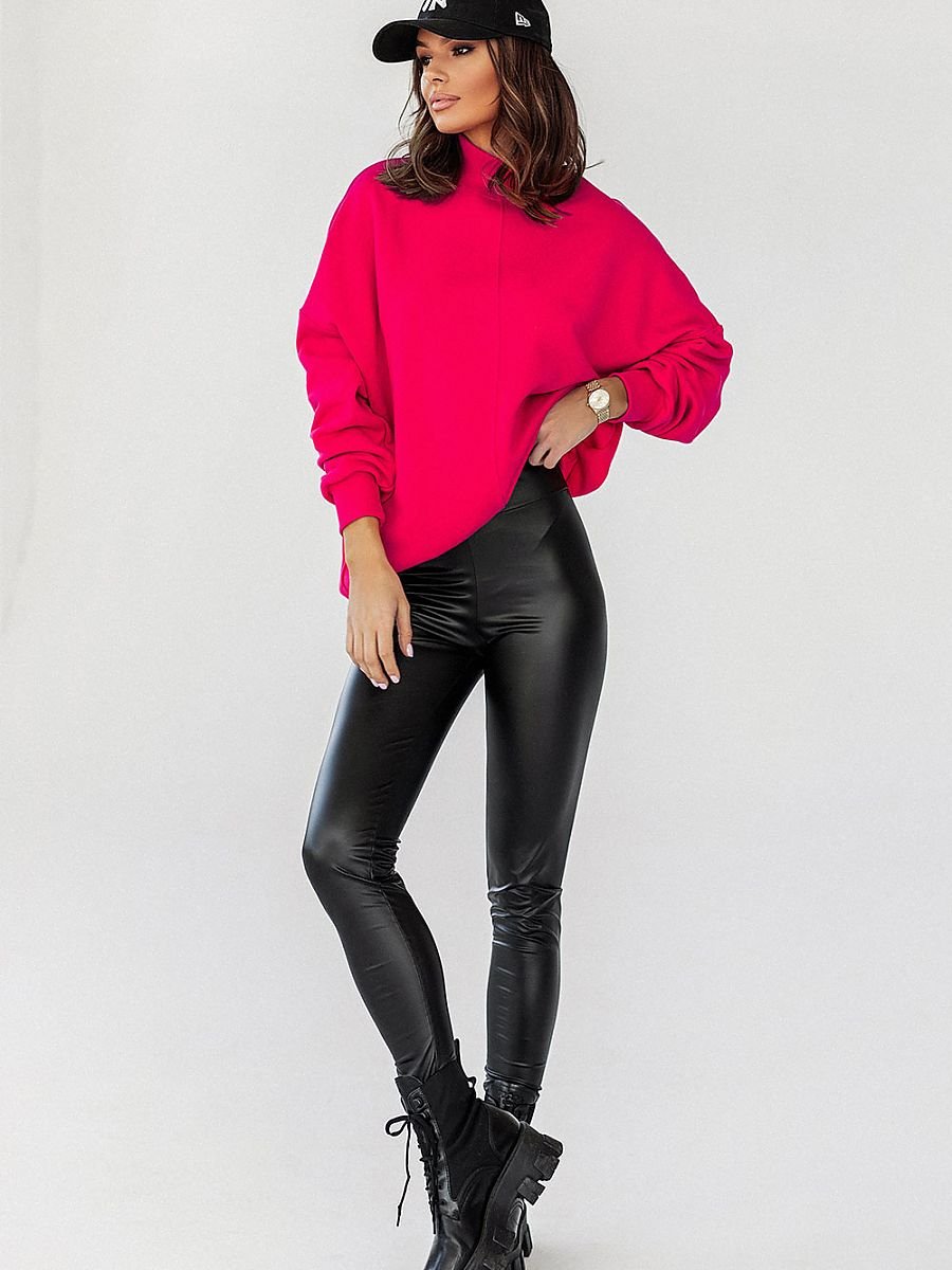 Oversized Sweatshirt/Turtleneck - Red
