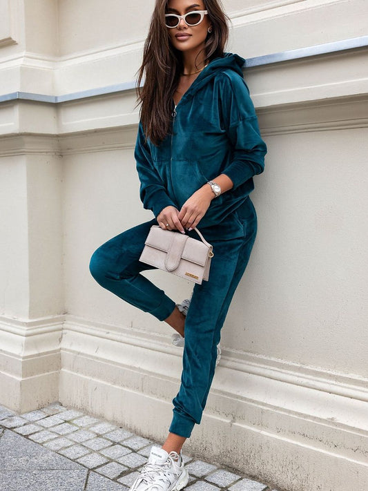 Kanya Zipped Hoodie and Joggers - Dark Turquoise Set