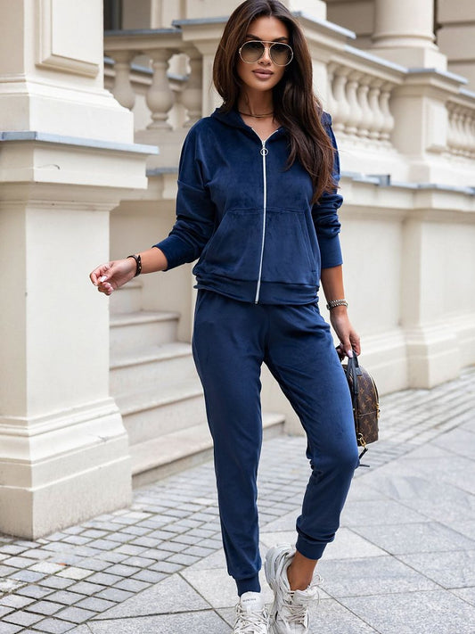 Kanya Zipped Hoodie and Joggers - Dark Blue Set