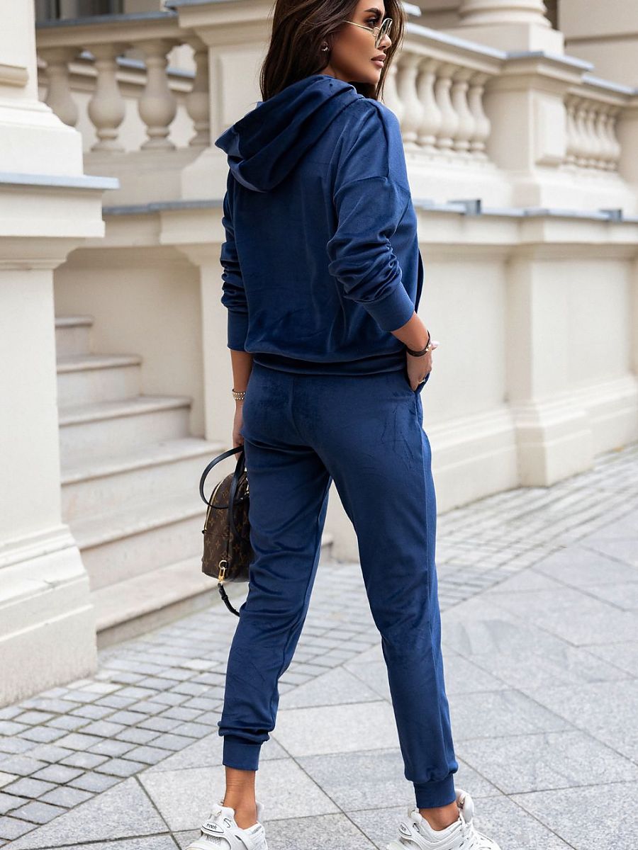 Kanya Zipped Hoodie and Joggers - Dark Blue Set