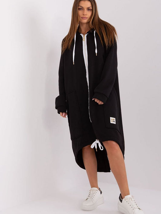 Zipped Hoodie Dress - Black