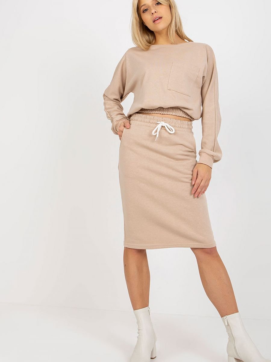 Jamie - Crewneck Jumper and skirt Set - Cream