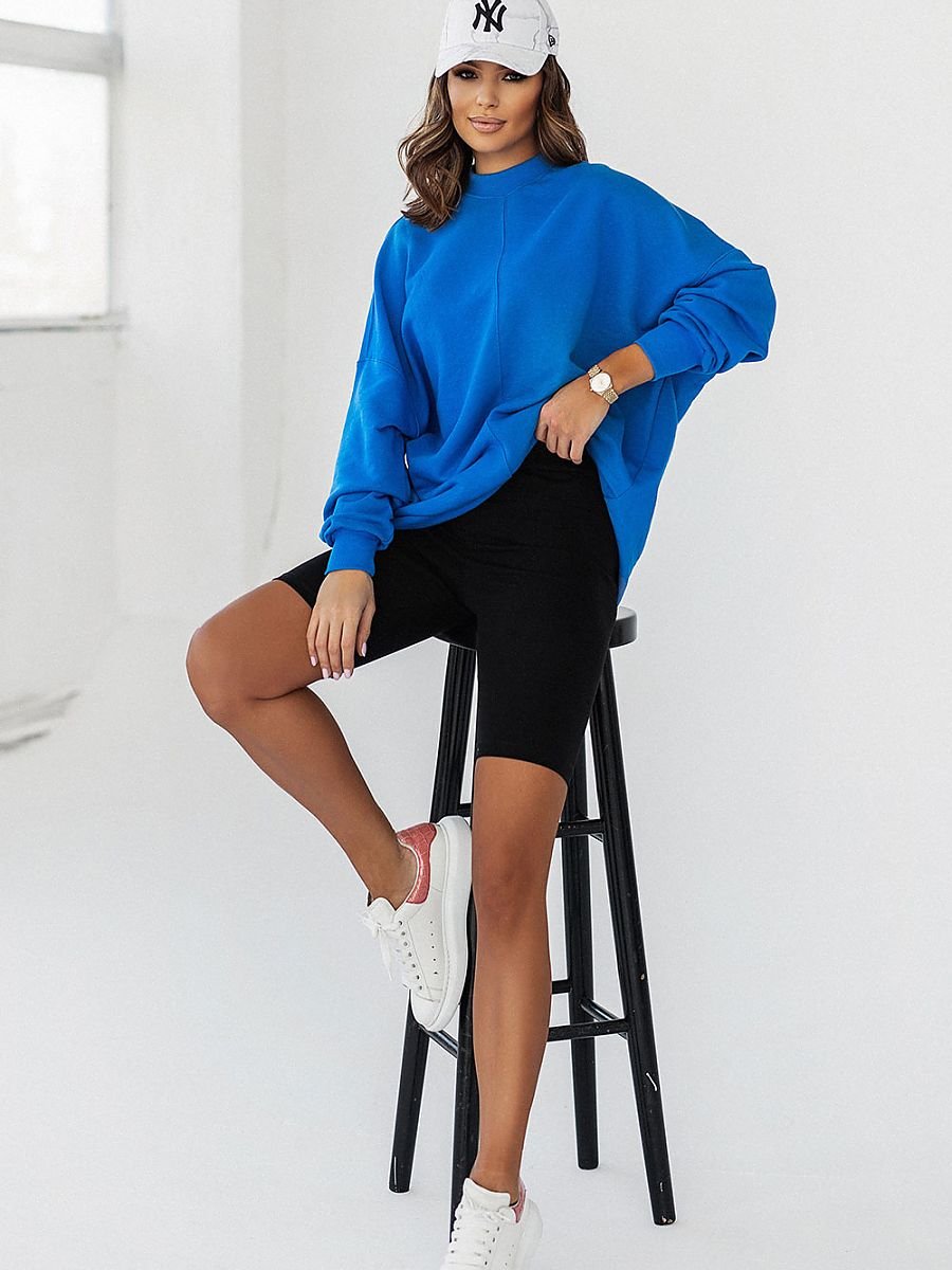 Oversized Sweatshirt/Turtleneck - Electric Blue